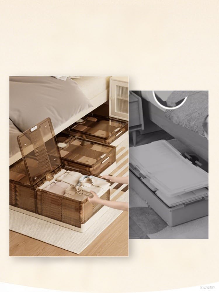 2 Stück 125 L Unterbett Aufbewahrungsbox Mit Deckel, Unterbettkommode Mit Rollen, Aufbewahrungsboxen Unter Dem Bett, Unterbett-AufbewahrungsbehäLter für Kleidung, Schuhe Und Bettdecken, 100x50x25CM