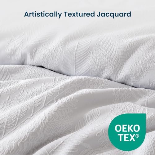 SLEEP ZONE Boho Duvet Cover Set Twin Size, Jacquard Leaf 2 Pieces Luxury Soft Breathable Duvet Cover with 1 Pillow Shams, Bedding Set for All Season, 68" × 90", Blue - image 6