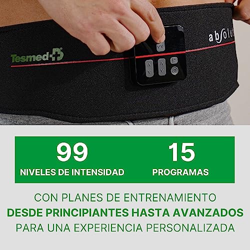 TESMED Absolute: Cinturón para Electroestimulación de Abdominales Centrales y Laterales - Recargable por USB, 99 Intensidades - Inalámbrico, Unisex - imagen 3