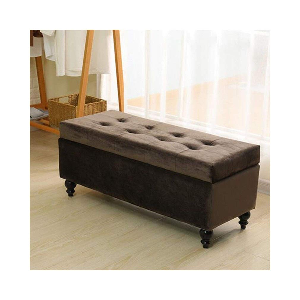 Repose-pieds de rangement avec couvercle à charnière tissu gris coffre 100 cm confortable