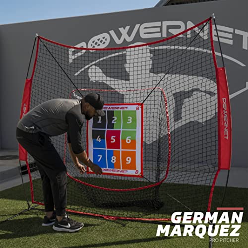 Powernet Numbered Pitching Pad | Baseball Softball Target | Throwing Practice Gear | Lightweight For Easy Travel | Improve Command (Pad Bundle With 7X7 Net) #TOP2