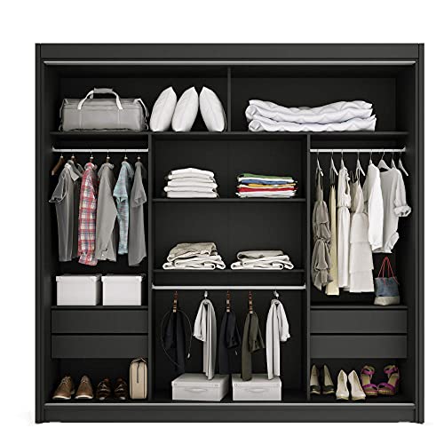 Guarda Roupa Casal 3 Portas 4 Gavetas 188,5cm Viena Yescasa Preto