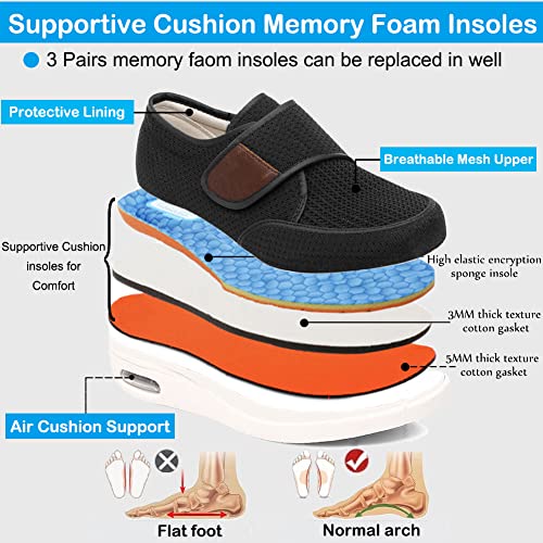 Mei MACLEOD Diabetic Shoes for Men Extra Wide Shoes for Swollen Feet Adjustable Walking Shoes for Elderly Foot Pain Relief3