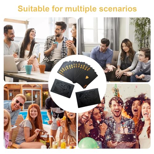 ZORQ Schwarze Spielkarten - Set mit 54 schwarzen Folien-Pokerkarten mit Rosenmuster,Interaktives Spielzeug für Erwachsene für Familieninteraktion, Gesellschaftsspiele, Zusammenkünfte – Bild 5
