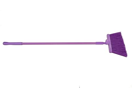 SPARTA 41083EC68 Plastic Color Coded Broom, Unflagged Bristles, Long Broom With Angled Head For Small Debris Cleaning, 56 Inches, Purple