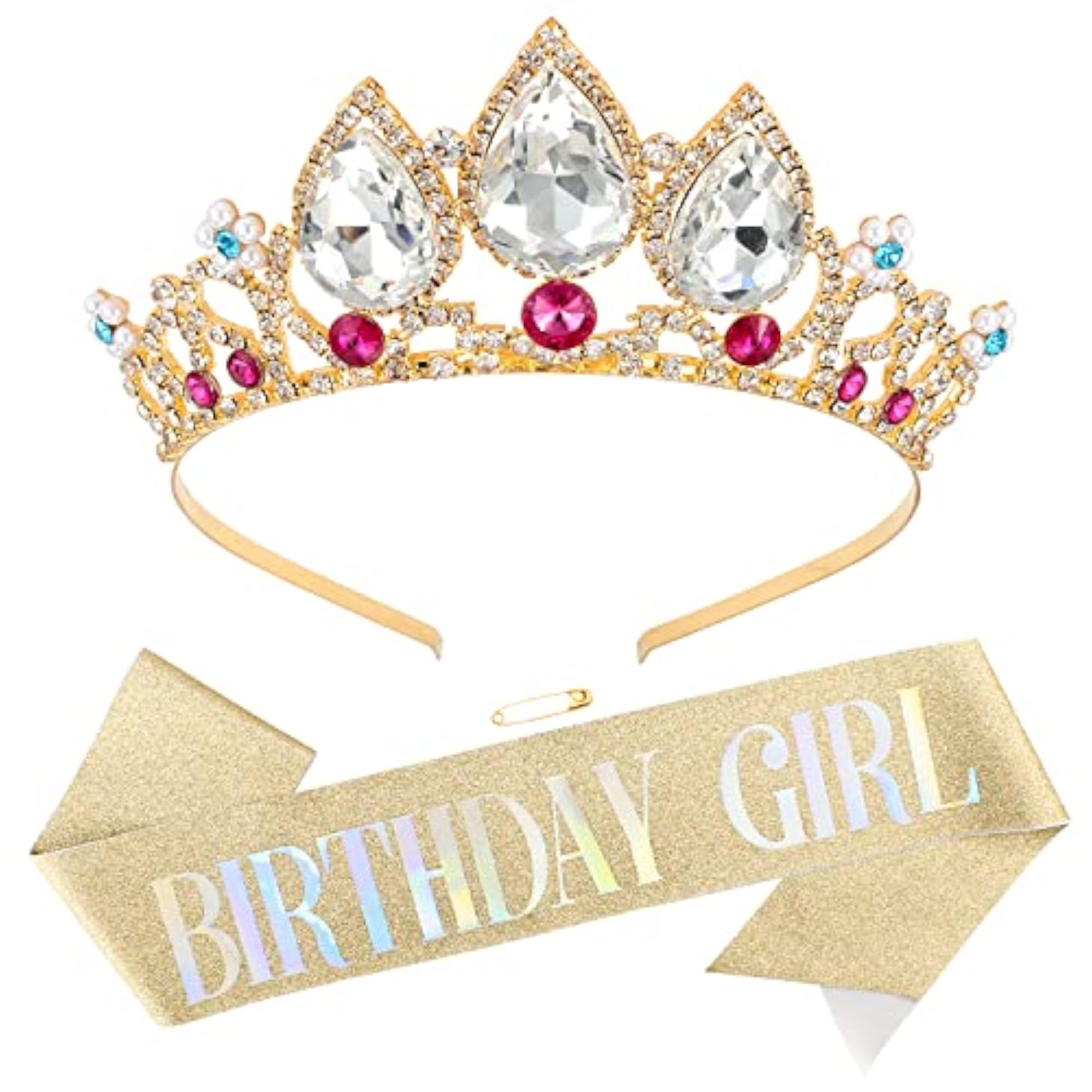Rapunzel Tiara and Sash Birthday Party Set for Girls