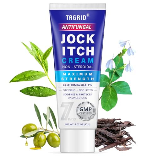 Image of Antifungal Jock Itch Cream: Extra Strength Clotrimazole Antifungal Cream - Non Steroidal - Anti Fungal Itchy Skin Relief for Itching Burning Cracking with Tea Tree Oil - Ideal for Groin Inner - 2 OZ