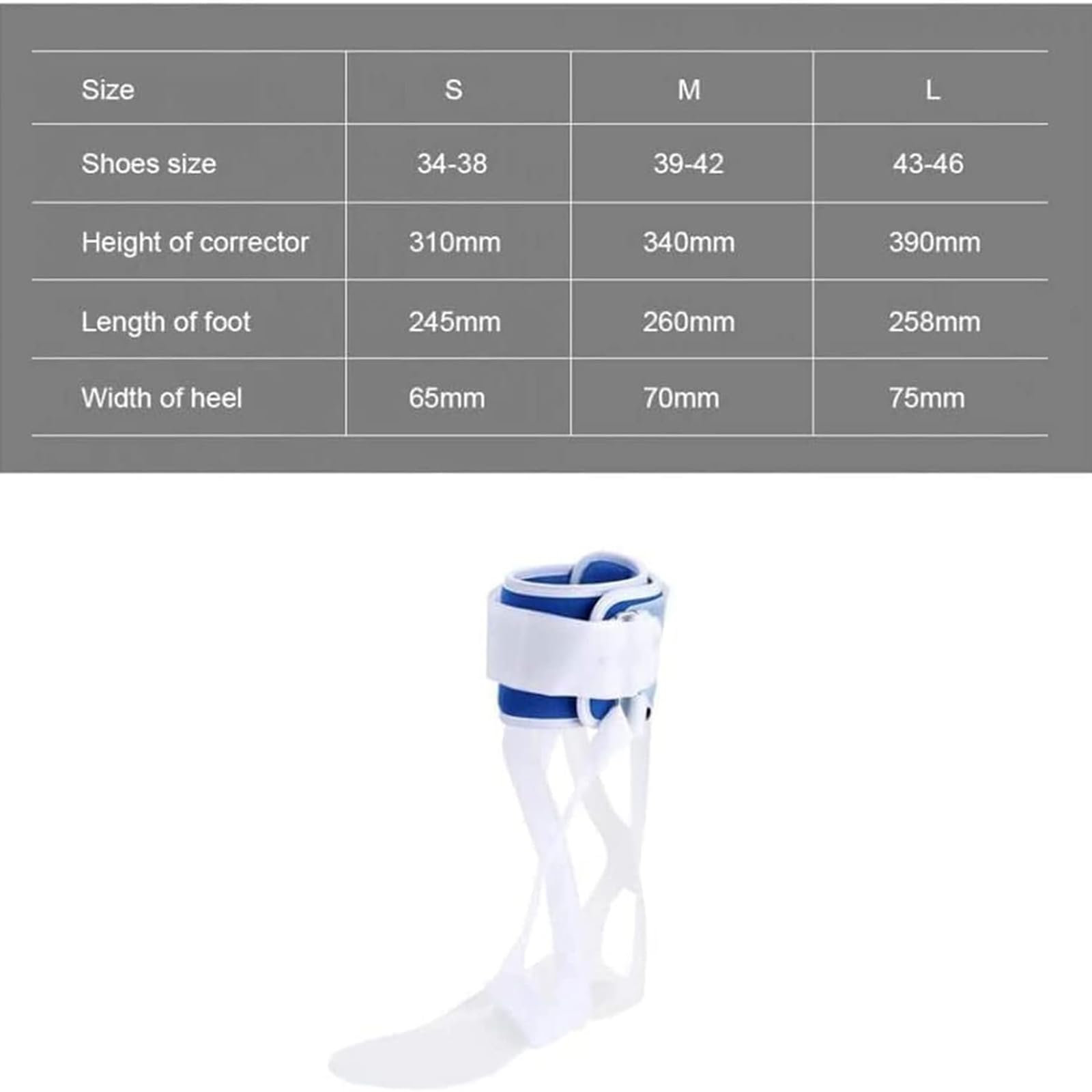Ortesis para caída de pie, férula de tobillo ajustable AFO, soporte para pies, corrector de pie para dolor de artritis, fascitis plantar y espolón calcáneo, para aliviar el dolor, izquierda, S