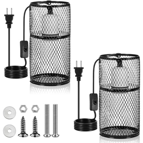 Image of VIHOSE 2 Pcs Reptile Heat Lamp Guard Anti Scald, 4 Inch, White, Black