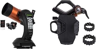 Celestron 11049 NexStar 4SE Computerised Maksutov-Cassegrain Telescope with Advanced GPS, Black/Orange & 81055 NexYZ 3-Axis Universal Smartphone Adapter, Patented Design, Black