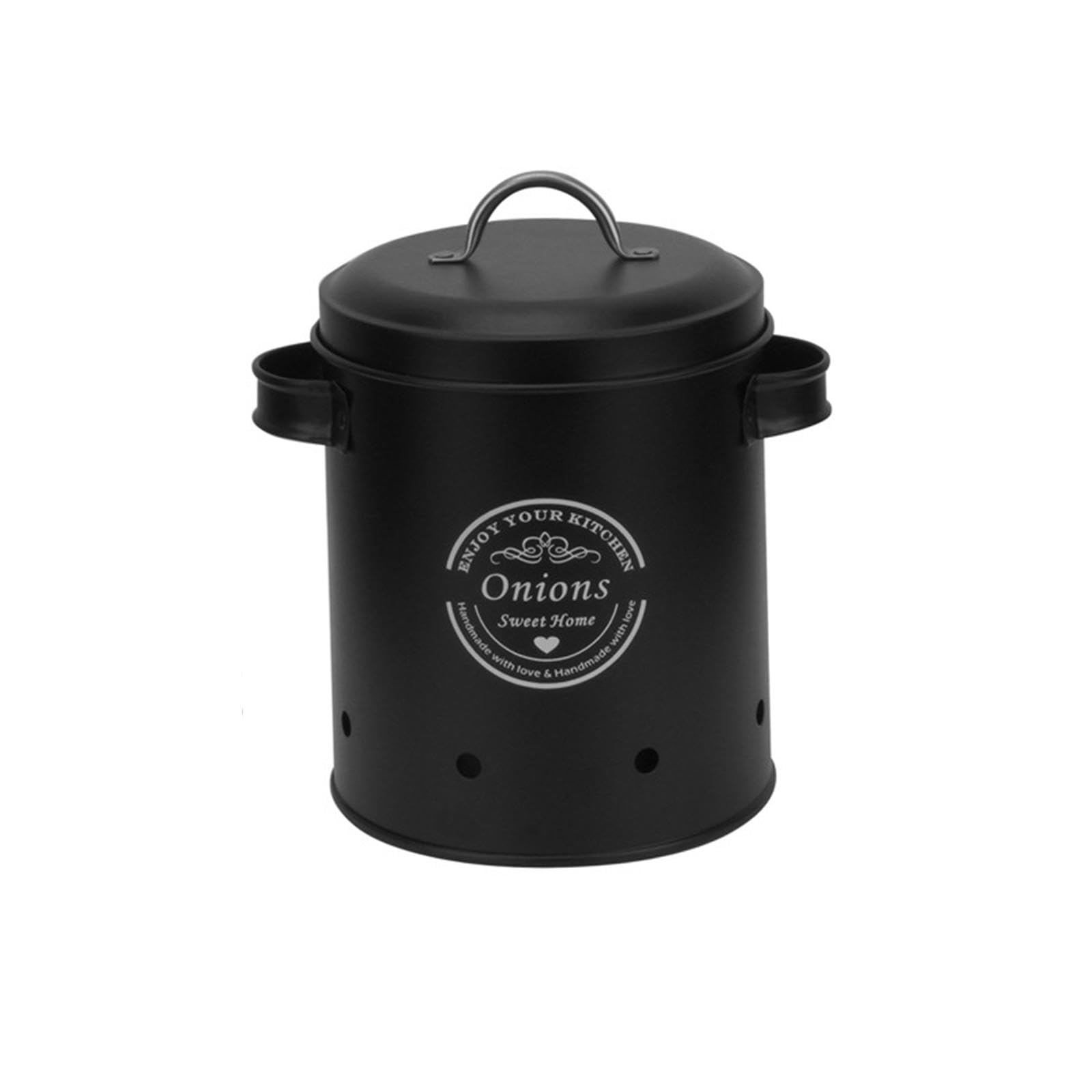 LOVIVER Potato Onion Garlic Storage Bin Kitchen Storage Canister with Airtight Lid, Food Storage Container Vegetables Storage Bin for Farmhouse Decor, Medium Black