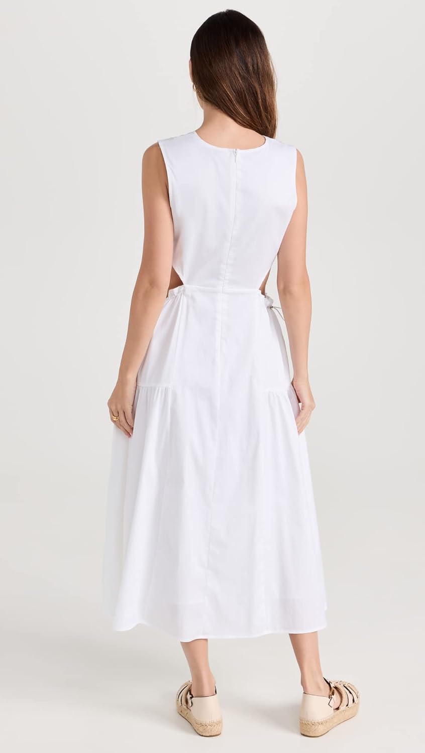 Moon River Womens Sleeveless Side Cut-Out Adjustable Shirred Midi Dress - Image 3