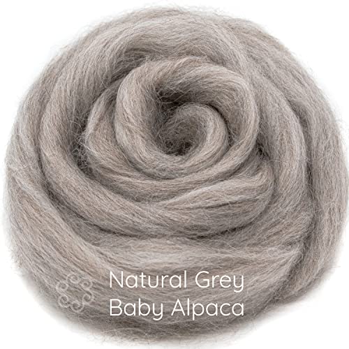 Image of Baby Alpaca Fiber for Spinning, Blending, Felting & Dyeing. Natural Combed Top Roving, Grey.