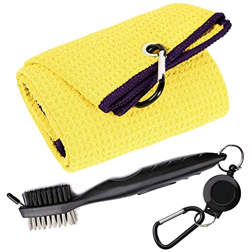 Towels, Microfiber Waffle Pattern Tri-fold Golf Towel - Brus