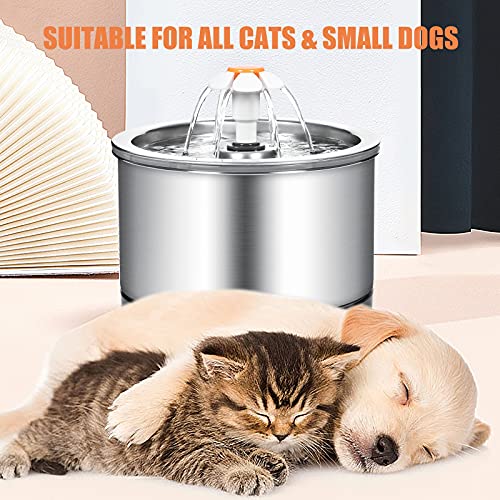 Cat Water Fountain Stainless Steel, 84oz/2.5L Pet Drinking Fountain, Ultra Quiet Pump with LED Night Light Automatic Dog… - Image 4