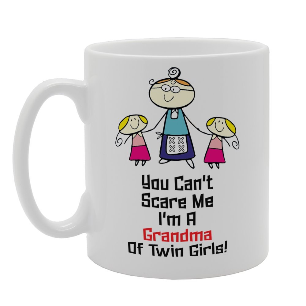 Coralgraph Inc Girls White Mg3313 You Can't Scare Me I'm A Grandma Of Twin ! Novelty Gift Printed Tea Coffee Ceramic Mug