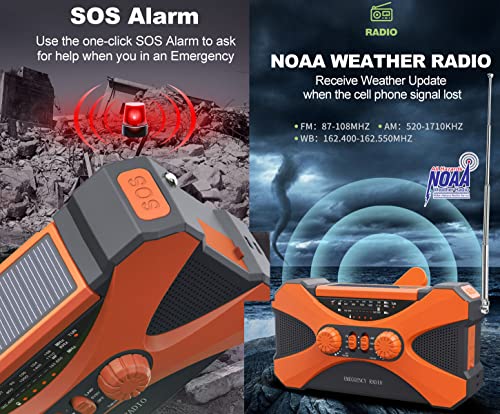 Opwindradio, 2022 Verbeterde Draagbare 10000mAh Zonne-radio Met AM FM, Noodhandslinger Dynamo Weerradio Met Zaklamp En Leeslampje, SOS-alarm En Hoofdtelefoonaansluiting - Image 8