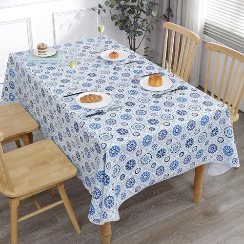 Image of Heavy Duty Vinyl Tablecloth with Flannel Backing Waterproof Oil-Proof Plastic Table Cloth Stain-Resistant Wipeable Rectangle or Square Table Cover for Indoor and Outdoor (Floral Vine,54x54 Inch)