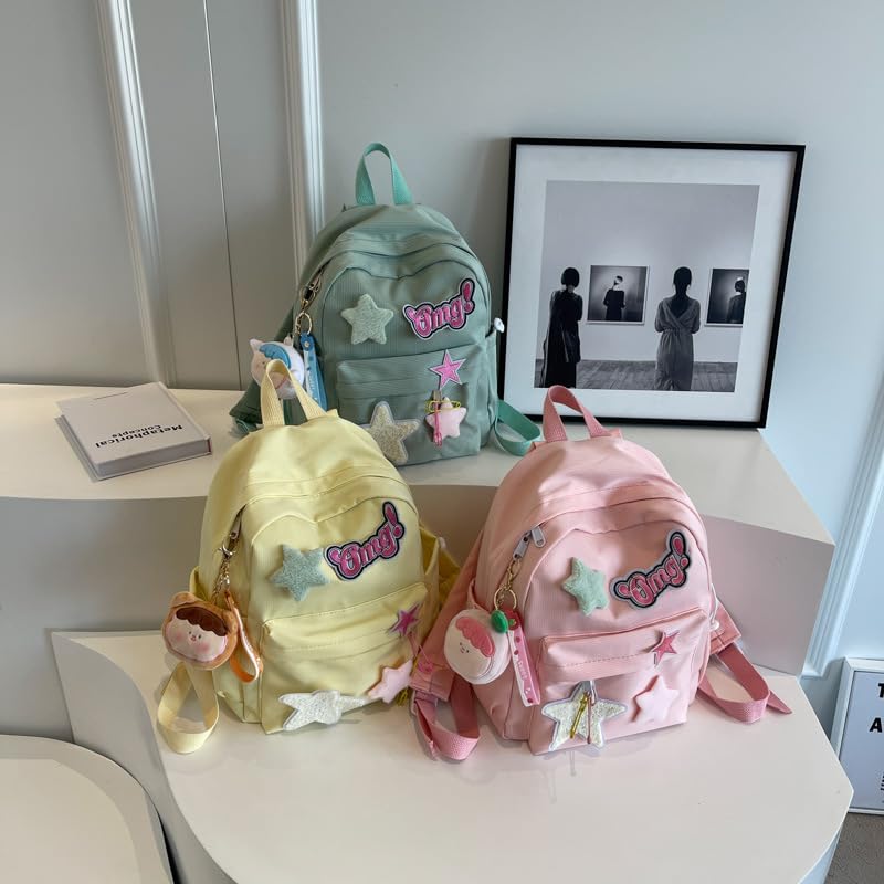 Star Backpack Y2K Backpack Mini Backpack Purse Small Preppy Backpack with Embroidery Patch Y2k Accessories (yellow)2