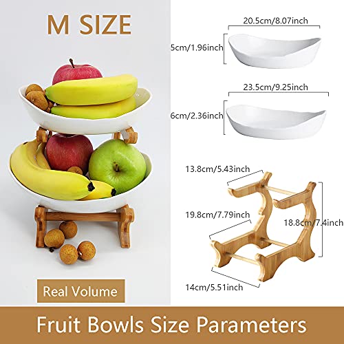 Mangoton 2 Tier Fruit Basket,Ceramic Fruit Bowl For Kitchen Counter,Fruit Basket For Kitchen,Fruteros Para Cocina,Medium Khaki #TOP1