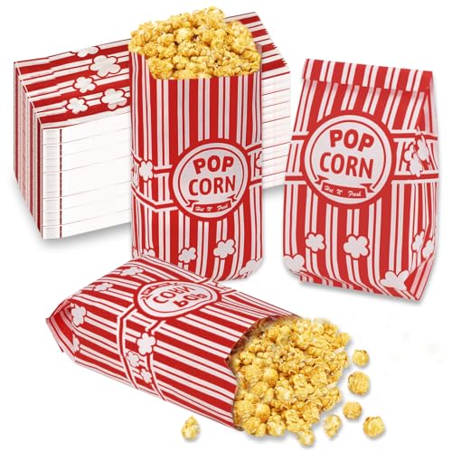 CoKeeSun Popcorn Tüten 300 Stück Popcorntüten Klein Movie Night Party Popcorn Mais Popcornmaschine für Kino Filmabende Kindergeburtstag und übernachtungsparty Rot & Weiß 21x9x6cm