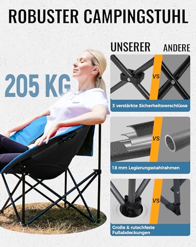Faltsessel Kingcamp Campingstuhl Moonchair XXL Faltbar mit Getränkehalter