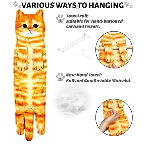 PAT JUUMG Funny Cat Hand Towels for Bathroom,Cute Bathroom Decorative Hanging Kitchen Towel,Super Absorbent Soft,Cat Gifts for Cat Lovers,Gifts For Women/New Home Gifts(Orange Cat) - Image 4