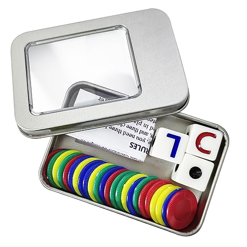 NECXON Juego de Dados Central Izquierdo y Derecho, Juego de Dados LCR Que Incluye 3 Dados, 40 fichas de Colores con Caja de Almacenamiento para Juego de Picnic de Fiesta de Camping