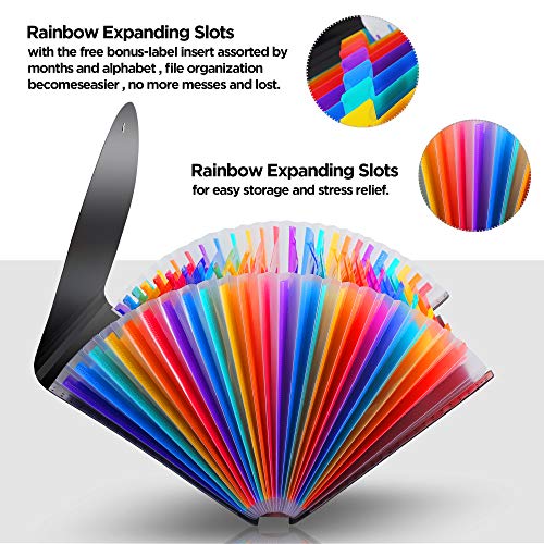 24 Pocket Expanding File Folder with Cover, Rubber Band Large Plastic