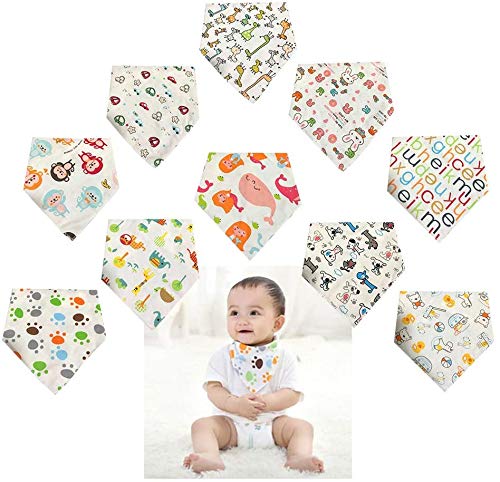 Goushy 10 Pezzi Bavaglini Neonato Bavaglini Bandana di 100% Cotone Impermeabili Organico Morbido Bandana Bambino Assorbente Bavaglini per Bimbi 0-3 anni