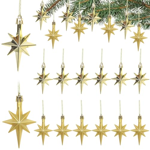 Weihnachtsbaumschmuck Stern, 12 Stück Glitzer Sterne Bethlehem Star...