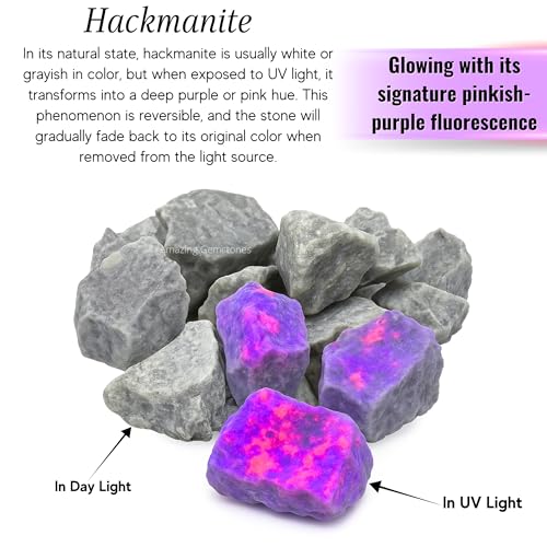 Image of Amazing Gemstone 2 Pieces Hackmanite Fluorescent Sodalite Raw Crystals and Healing Stones, Natural Rocks for Tumbling and DIY Raw Stones and Crystals