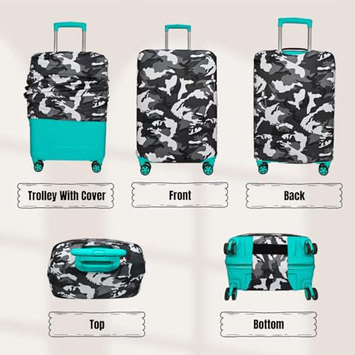 Image of Army Printed Luggage Cover for Traveling Bag & Suitcase - Stretchable & Scratchproof Trolley Protector with Velcro Lock & Lightweight Washable Material(Suitcase Not Included, Only Cover in Product)
