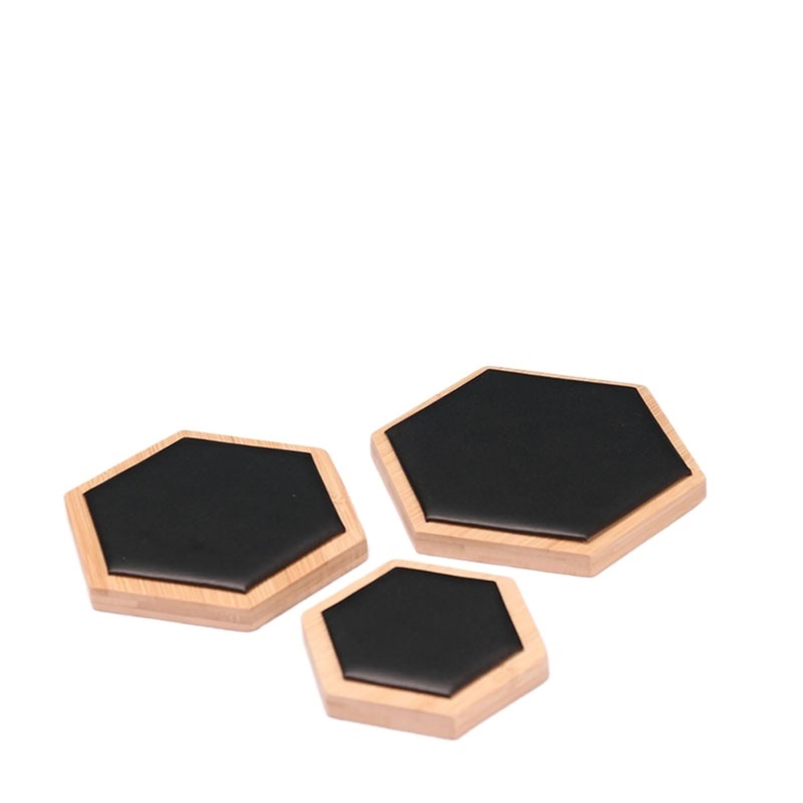 Schmuckschale 3 teile/satz Holz Sechseck Geformte Schmuck Lagerung Tablett Ohrringe Armband Armreif Ring Display Tray Zähler Vitrine(Black)