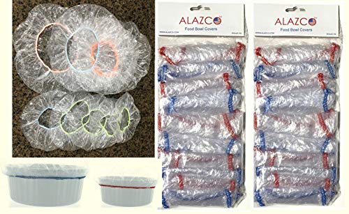 ALAZCO Pack of 20 Reusable Elastic Bowl Covers Clear Plastic 10 Large (up to 13") & 10 Small (up to 10") Bowl/Plate Dish Food Storage Picnic Leftovers