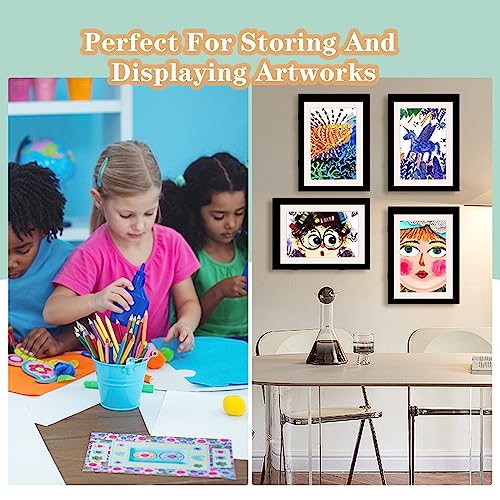 Riofly Kids Art Frames,9.5X13 Front Opening Kids Artwork Frames Changeable Picture Display For Din, Holds 50 Pcs, For 3D Picture,A4 Art-Work,Crafts,Children Drawing,Hanging Art,Portfolio Storage-Black #TOP3