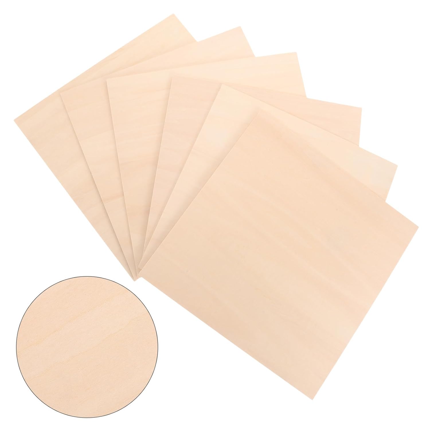 Cabilock 6pcs 3mm Thickness Basswood Plywood Sheets Unfinished Wood Boards with Smooth Surface Lightweight Material for DIY Projects and Woodworking Crafts