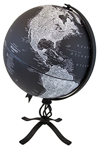 Replogle Hamilton – Replogle Designer Series Globe, Black Ocean World Globe, Rustic Black Steel Stand, Raised Relief, Designed for Modern Industrial Decor (12