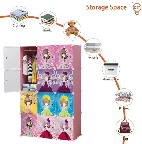Image of KRISHYAM 12 Box Collapsible Plastic Cupboard for Storage, Plastic Soft Sheet Wardrobe Cabinet for Storage, Almirah for Clothes Storage Cabinet Storage Rack (Barbie Print)