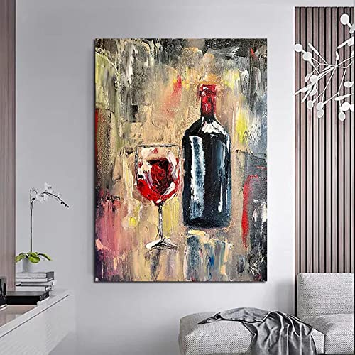 Peinture sur toile verre à vin rouge pour sublimer l'ambiance de votre salon et chambre d'hôtel