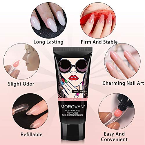 Morovan Nail Polygel Kit Nail Extension Nail Builder Gel Milk Nude Brown Beginner at Home All-in-One Kit