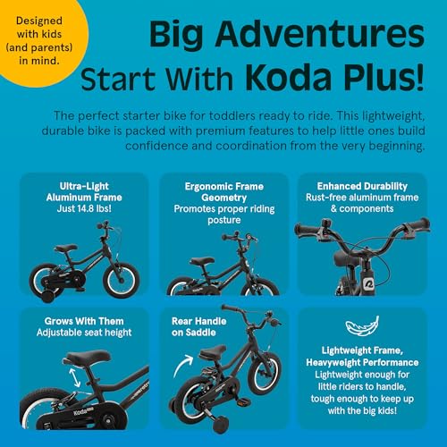 Image of Retrospec Koda Plus Kids Bike for Boys & Girls Ages 2-3 Years - 12 inch Children's Bicycle, Adjustable Seat & Handlebars, Removable Training Wheels, Front Hand Brakes, Rear Coaster Brake & Safety Bell