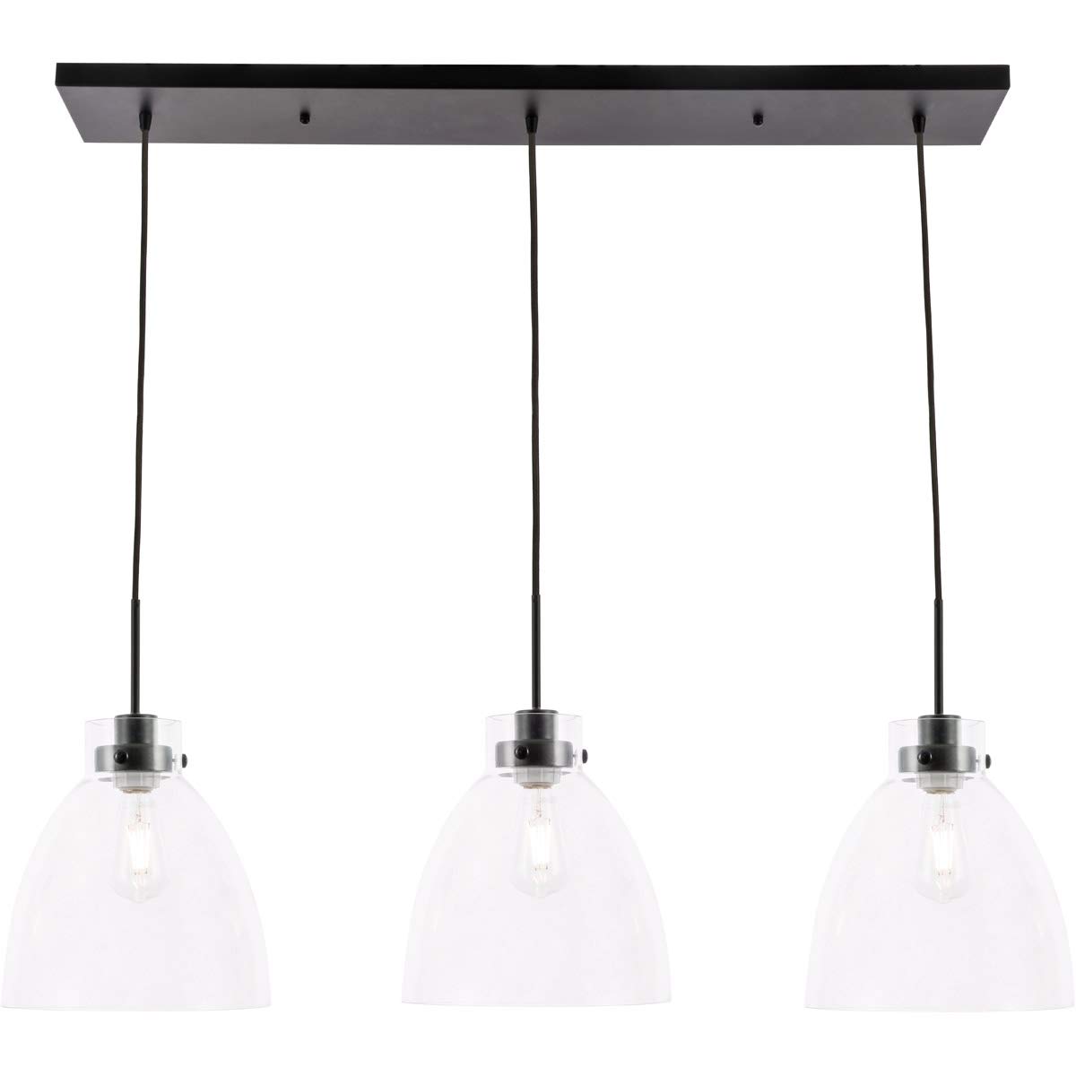Frey 3-Light Mid-Century Metal Pendant in Black and Clear