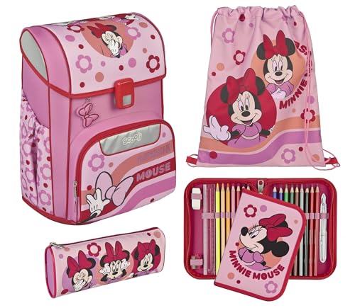 Scooli - EasyStart set de mochila escolar - mochila escolar ergonómica para primaria - set de varias piezas - Minnie Mouse