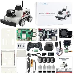 Yahboom Raspberry Pi 5 AI Visual ROS2 Smart Robot Car Kit 2DOF Carmer Autonomous Driving Lidar Stem Education Project for Teen Engineers Students (with Raspberry Pi5-8GB), White