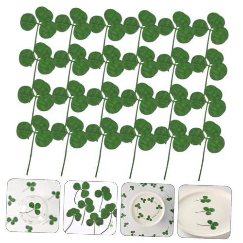 Hojas secas de trébol prensado natural 24 piezas para manualidades miniatura 6