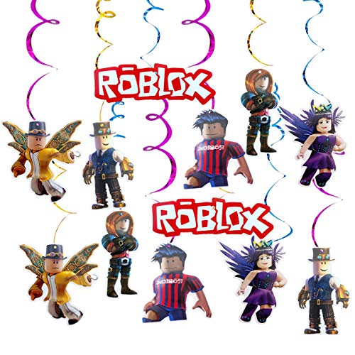 30PCS Roblox Party Hanging Swirls Ceiling Streamers Decorations, for Baby Birthday Sandbox Game Roblox Theme Party Favors Supplies