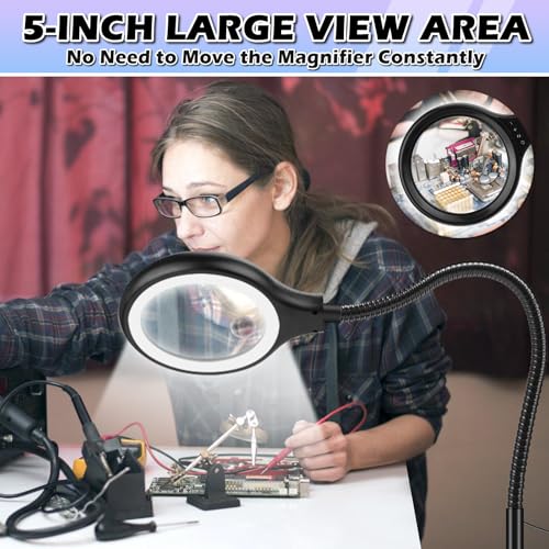 Nzqxjxz NZV46240422LDFDJ01 10X 30X Large Floor Magnifying Glass With Light And Stand,36 Led Flexible Gooseneck Floor Magnifying Lamp thumb #1