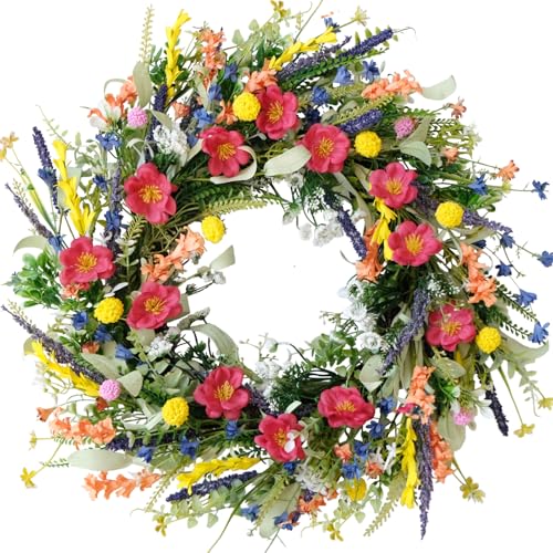 TEMPUS-22-Wildflower-Wreath-Spring-and-Summer-Artificial-Flower-and-Lavender-Wreath-for-Front-Door-Home-Wall-Wedding-Holiday-Farmhouse-Holiday-Decoration TEMPUS 22 Wildflower Wreath Spring and Summer Artificial Flower and Lavender Wreath for Front Door Home Wall Wedding Holiday Farmhouse Holiday Decoration