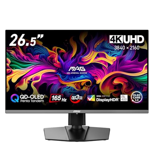 MSI MSI QD-有機EL ゲーミングモニター MAG 272UP QD-OLED E16 26.5インチ/4K UHD/QD-OLED/165Hz/0.03ms(GTG)/DisplayHDR True Black 400/G-SYNC Compatible/HDMI 2.1/DP 1.4a/Type-C/VESA100/縦横回転・高さ調整/メーカー3年保証 MSI MSI QD-有機EL ゲーミングモニター MAG 272UP QD-OLED E16 26.5インチ/4K UHD/QD-OLED/165Hz/0.03ms(GTG)/DisplayHDR True Black 400/G-SYNC Compatible/HDMI 2.1/DP 1.4a/Type-C/VESA100/縦横回転・高さ調整/メーカー3年保証